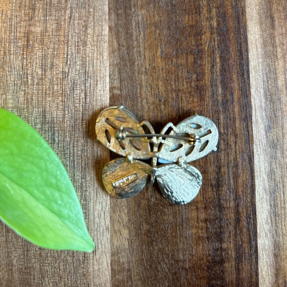 Gold and Iridescent Butterfly Brooch - Picture 3 of 3